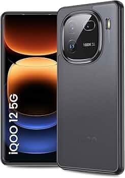 Golden Sand TPU+PC Anti-Scratch Shockproof Sleek Hybrid Armor Back Cover Case Compatible with iQOO 12 5G | Translucent Anti-Yellow Military-Grade Drop...