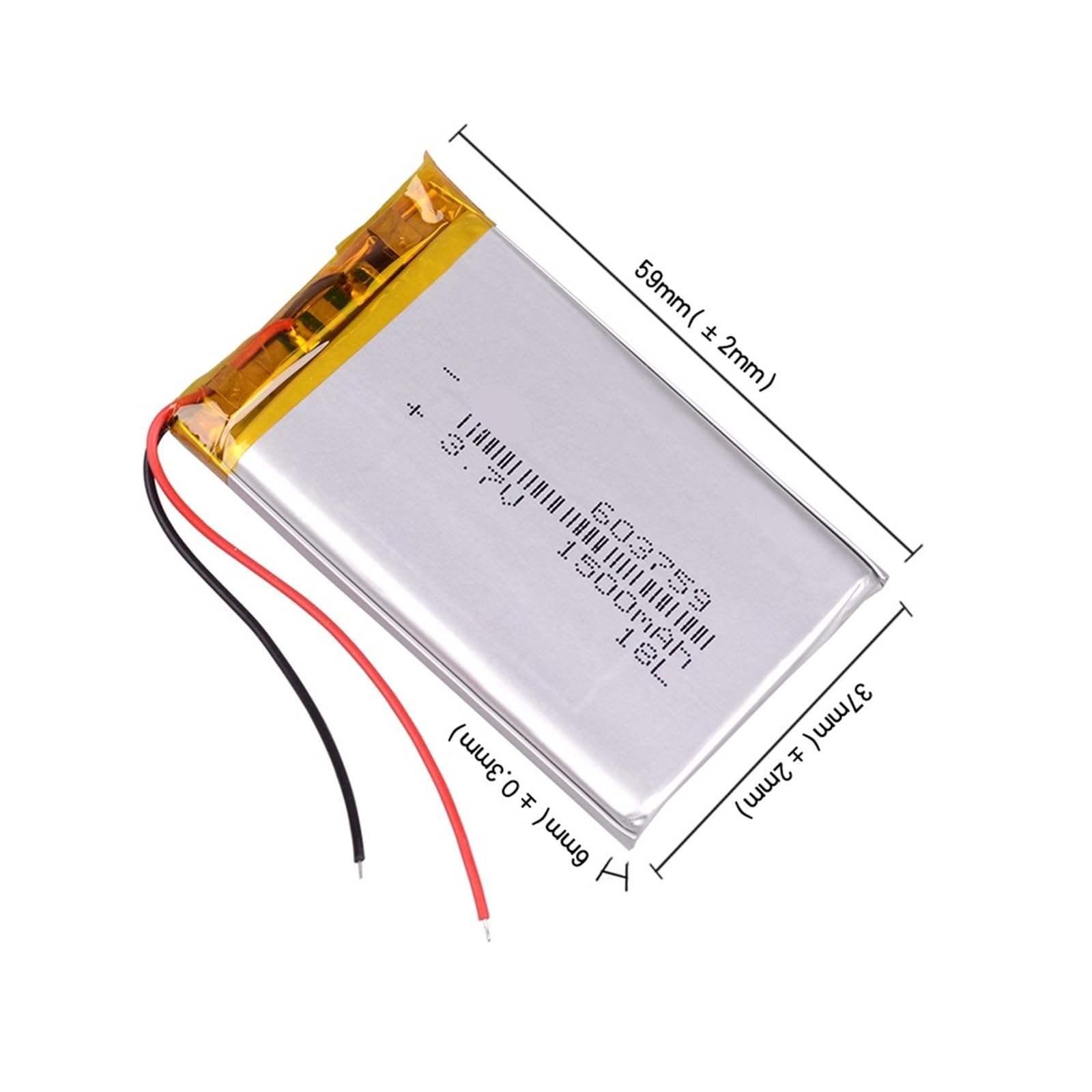 603759 3,7 V 1500 mAh 2 pièces