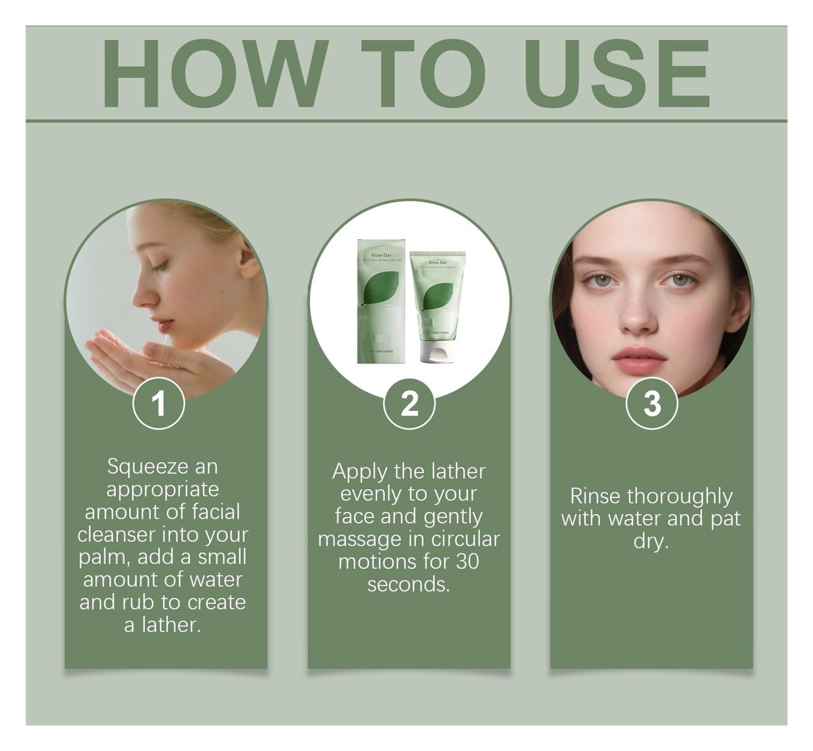 Crema Detergente Centella Asiatica 100 G, For La Pulizia Quotidiana Che Lascia La Pelle Chiara, Idratata E Liscia(3pcs)