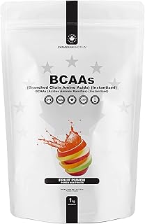 Canadian Protein Instantized Fruit Punch Flavoured All Natural Vegan BCAA Powder| 200 Servings | 5 Grams of BCAA Amino Acids, Dairy Free Pre and Post Workout Drink for Muscle Building and Endurance