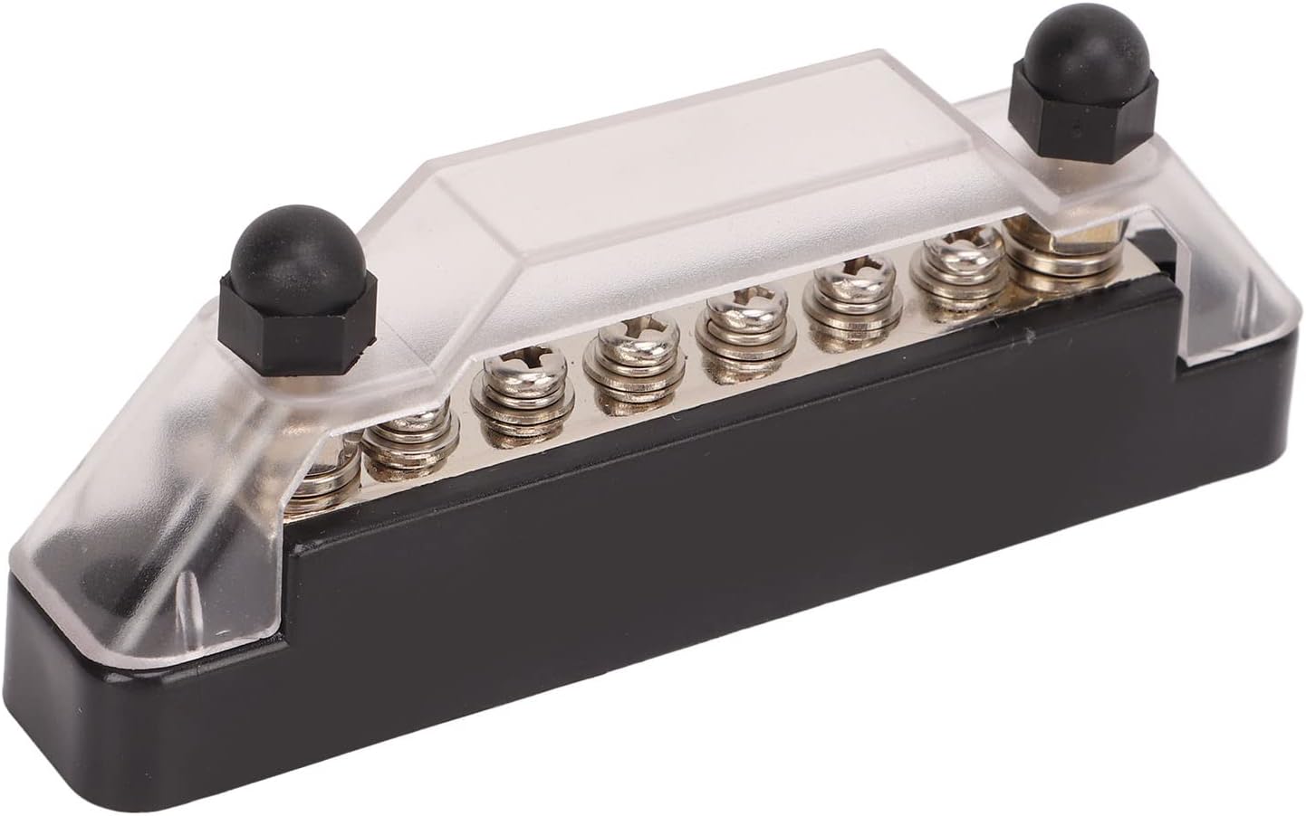 Bus Bar Power Distribution Block, 6 Post Fuse Holder, 12-48V 150A 2 - Pack - Low Resistance Brass Construction, Housing, Ideal for Automotive Solar Marine