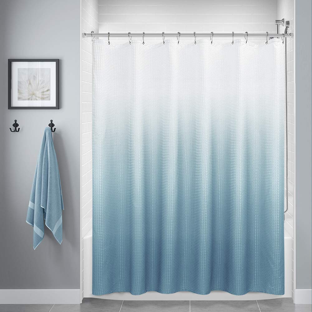Blue Shower Curtains for Bathroom, Polyester Ombre Shower Curtains for Bathroom, Waterproof Shower Curtain Liner with 12 Hooks,Machine Washable?72 x 72 inch,Blue Gray?
