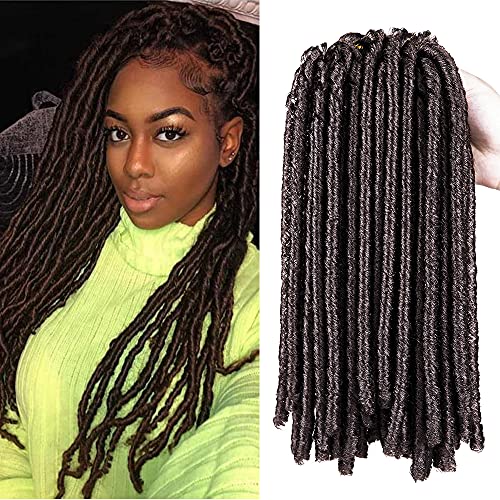 Faux Locs Crochet Hair Long Goddess Locs Crochet Braids For Black Women Pre-looped Synthetic Afro Roots Braid Extended Soft Locs Hair 15 Strands/Pack (Dark Auburn Brown, #33)