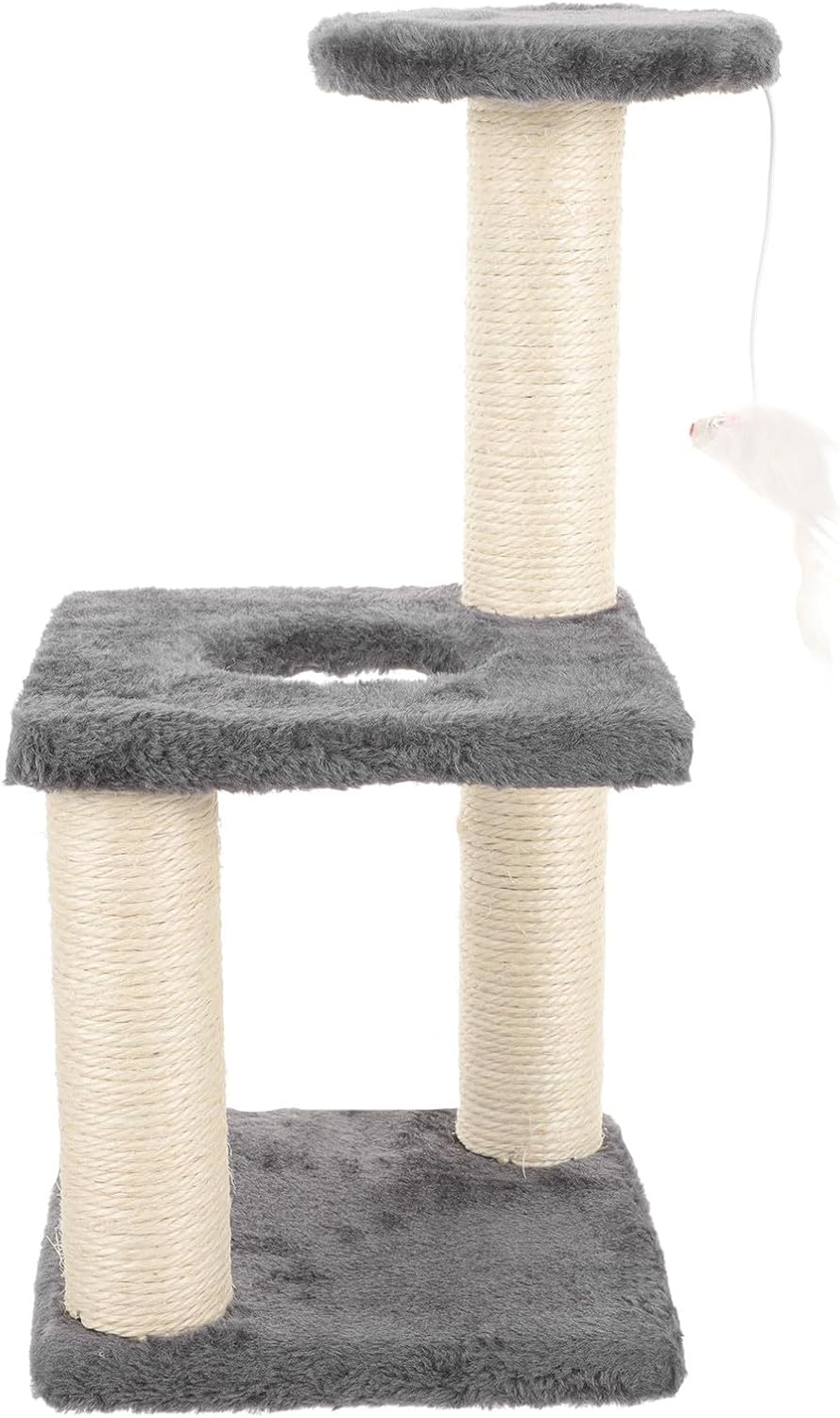 jojofuny Multi-Layer Sisal Cat Scratcher Tower with Mouse Wear-Resistant Cat Climbing Post for Indoor Gray Kitten Accessory Scratching Pole Pet Furniture