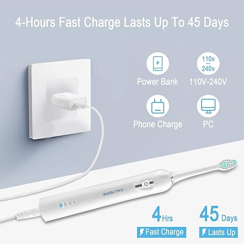 Miniatura 4 de Cepillo de dientes eléctrico recargable Sonic para adultos y niños, cepillos de dientes recargables de 48,000 VPM con modos normales, sensibles, de