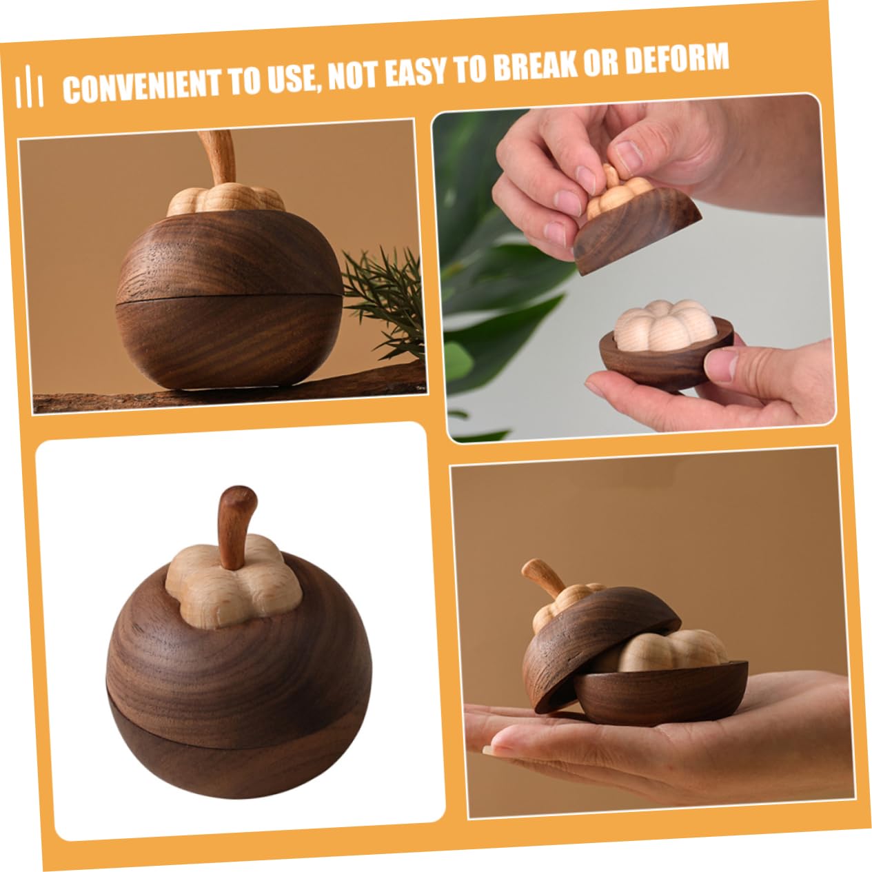 3pezzi Diffusore Legno Forma Di Mangostano Per Oli Essenziali Decorativo e Pratico Adatto Per Casa Ufficio e Auto Diffusione Di Fragranze Per Atmosfera Piacevole