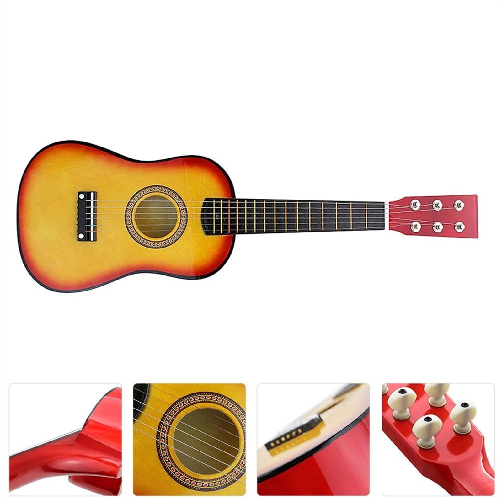 23-calowa Gitara Akustyczna Dla Początkujących 6-strunowa Drewniana Mała Gitara Ukelele W Tradycyjnym Stylu Zestaw Startowy do Ukulele (Color : 02)