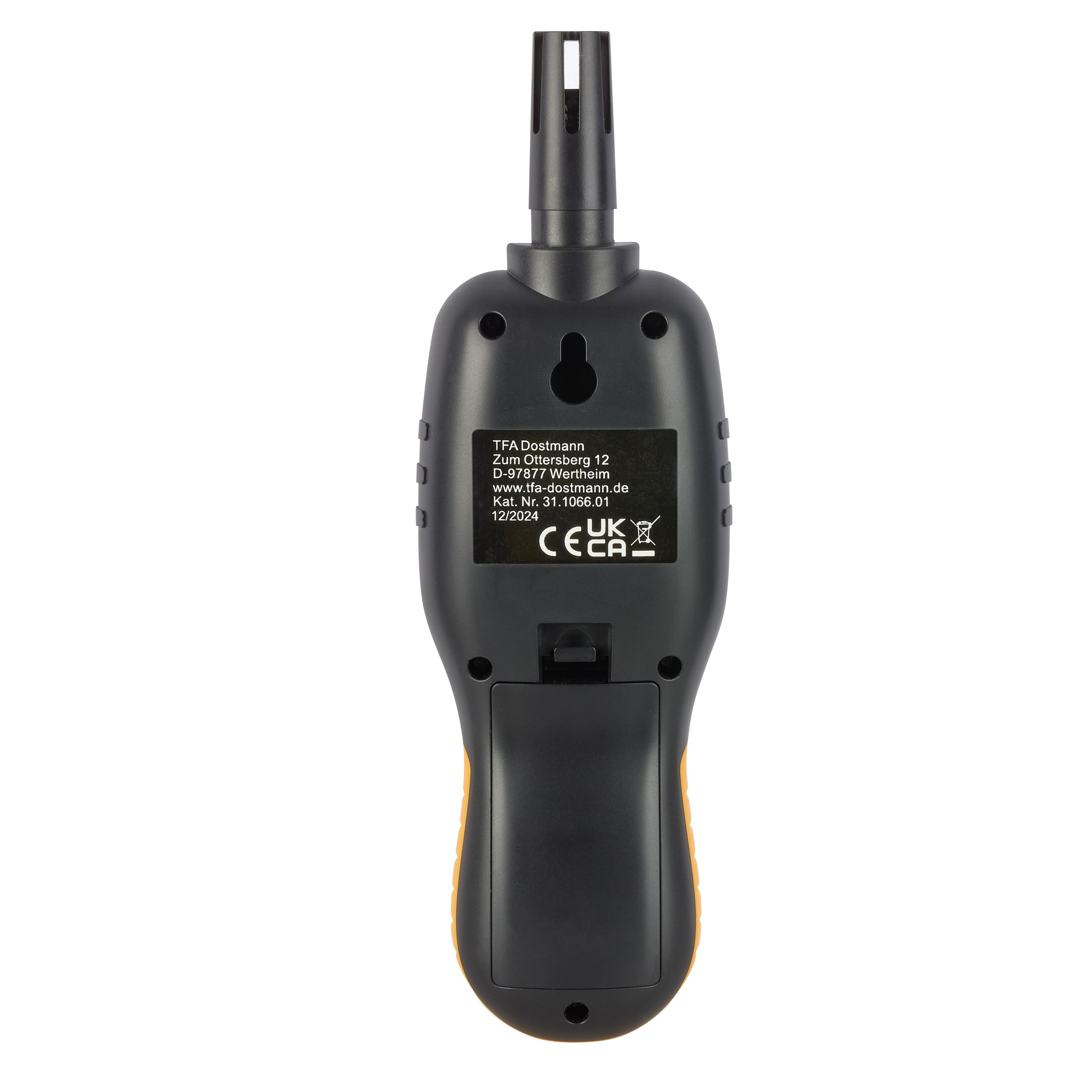 TFA Dostmann Igrometro professionale, misuratore di umidità digitale, 31.1066.01, veloce, preciso, da -50 a +70 °C, precisione 0,3 °C, termometro, funzione max min, retroilluminazione, nero