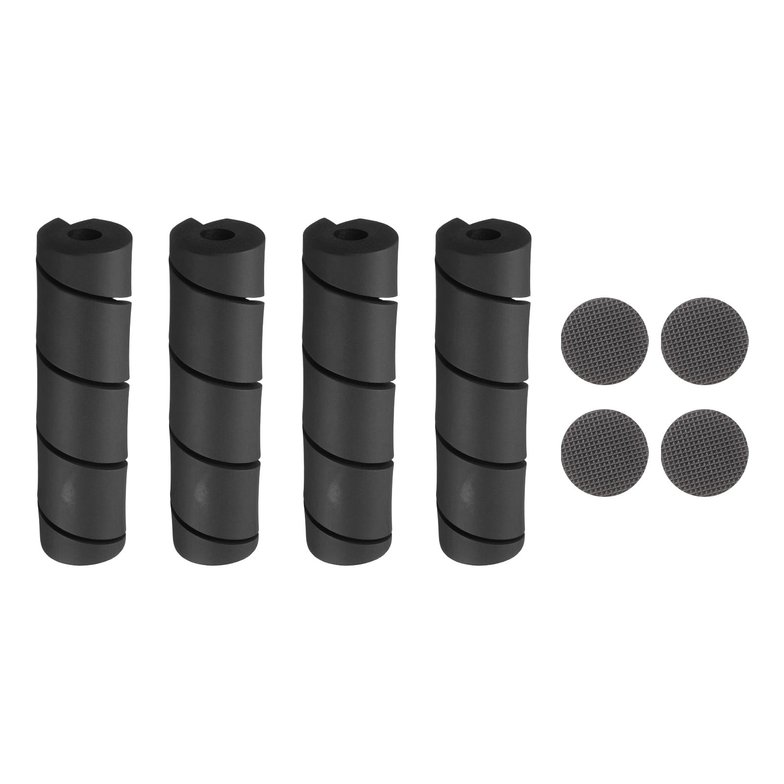 sourcing map 4 Pcs Bed Leg Frame Protectors, 152mm Bed Leg Covers with 4 Pcs Non Slip Furniture Round Pads - Prevents Toe Hitting from Hard Furniture Legs for Chair Table Sofa Couch, Black
