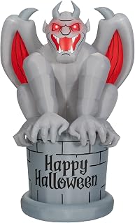 Halloween Inflatables Large 8 ft Stone Gargoyle - Inflatable Outdoor Halloween Decorations Blow Up Halloween Decorations for Yard, Lawn & Garden Internal Lights & Built-in Fan