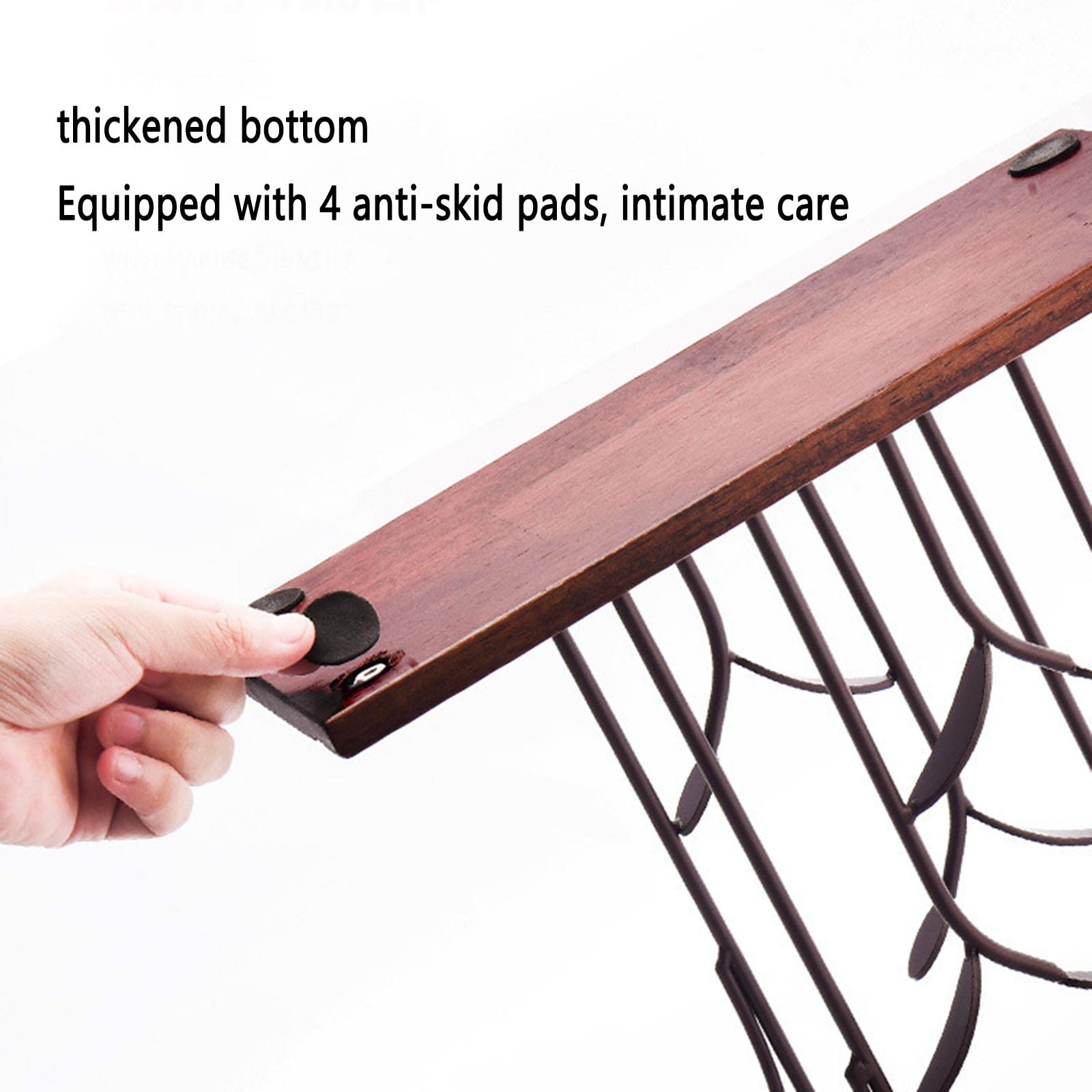JUSHZ Botelleros Y Armarios para Vino Botellero Verticales Madera Soporte para Copa De Vino Metal Decoración Hogareña (34x16x33.2cm,Brown)