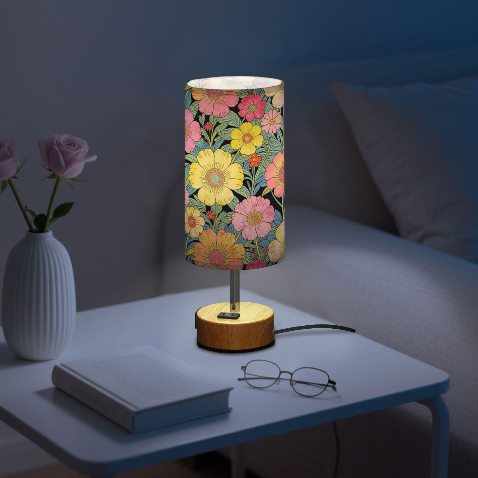 Yuiboo Dotykowe lampy stołowe z portami USB C+A, lampka nocna na biurko