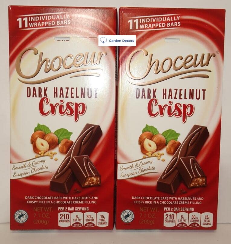 Choceur Dark Hazelnut Crisp Smooth & Creamy European Chocolate 7.1oz 200g (Two Bars)