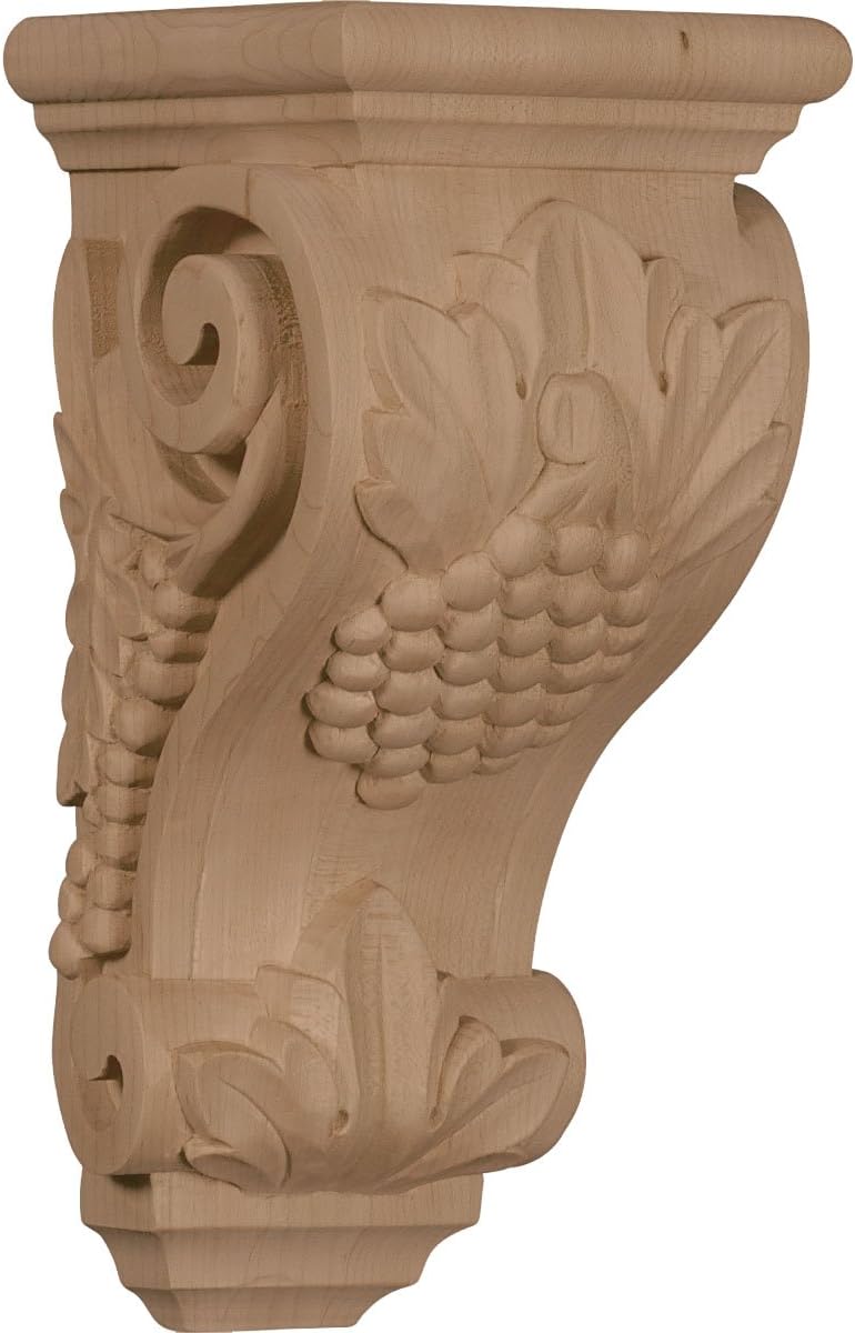 Ekena Millwork CORW04X05X10GRRO Medium Grape Wood Corbels, 4 1/2"W x 5"D x 10"H, Red Oak