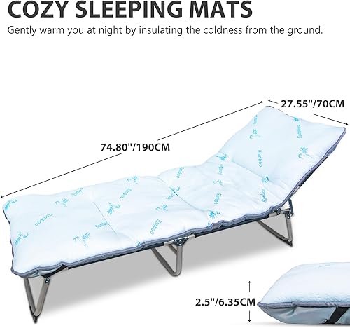 Miniatura 2 de Gehannah Almohadilla gruesa para dormir, de microfibra suave y cómoda, para adultos, ligera, plegable, para viajes, senderismo, mochileros, viajes