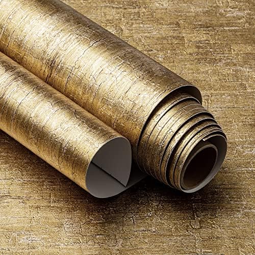 Very Berry Sticker Metallic Gold Wallpaper (24" x 78.7", Rough Texture, Gold) Removable Peel and Stick Waterproof Contact Paper for Home Décor Countertop Cabinet Kitchen