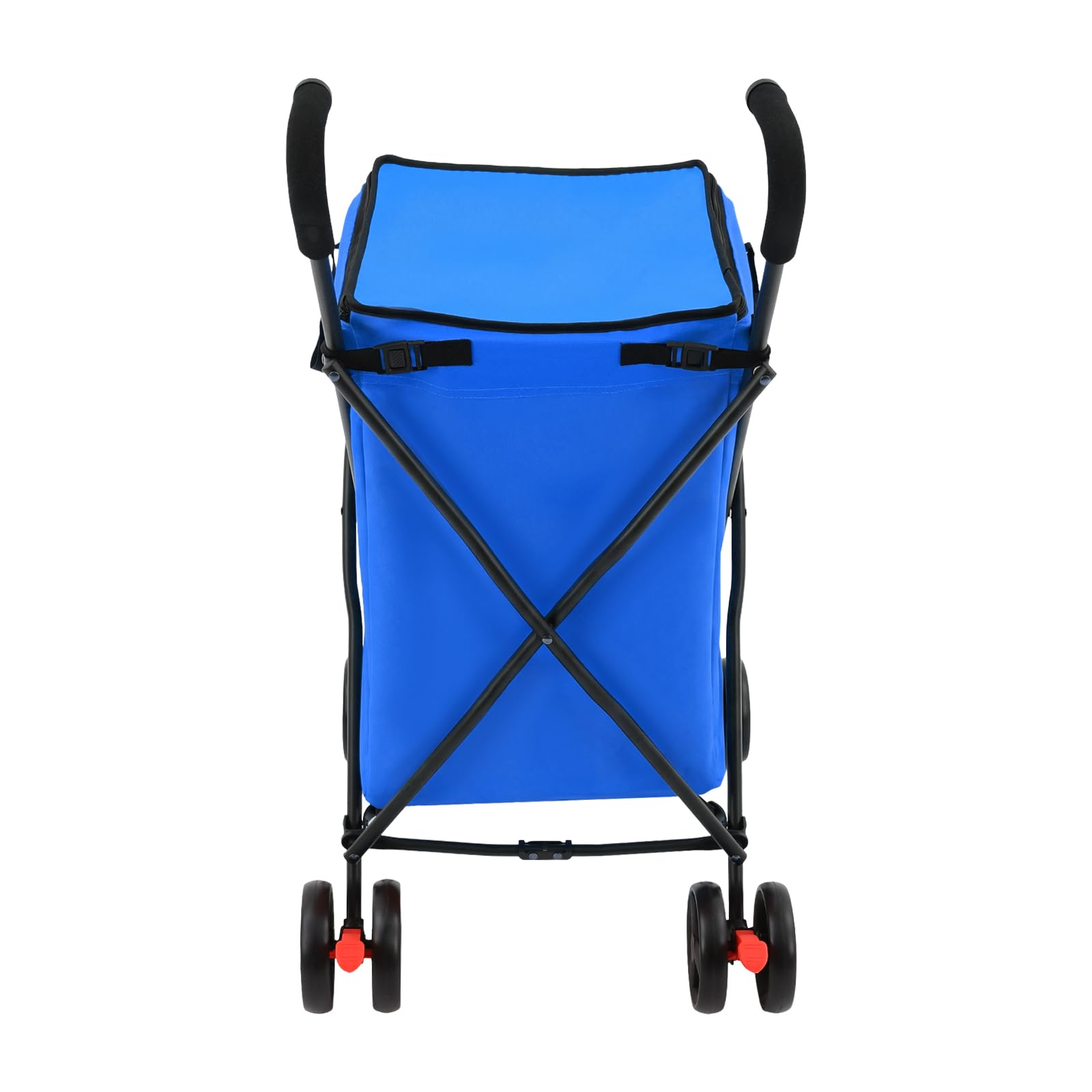 Carrello pieghevole con borsa da 38 l, portata fino a 70 kg, con ruote anteriori orientabili e freni, per shopping, campeggio, animali domestici (blu)