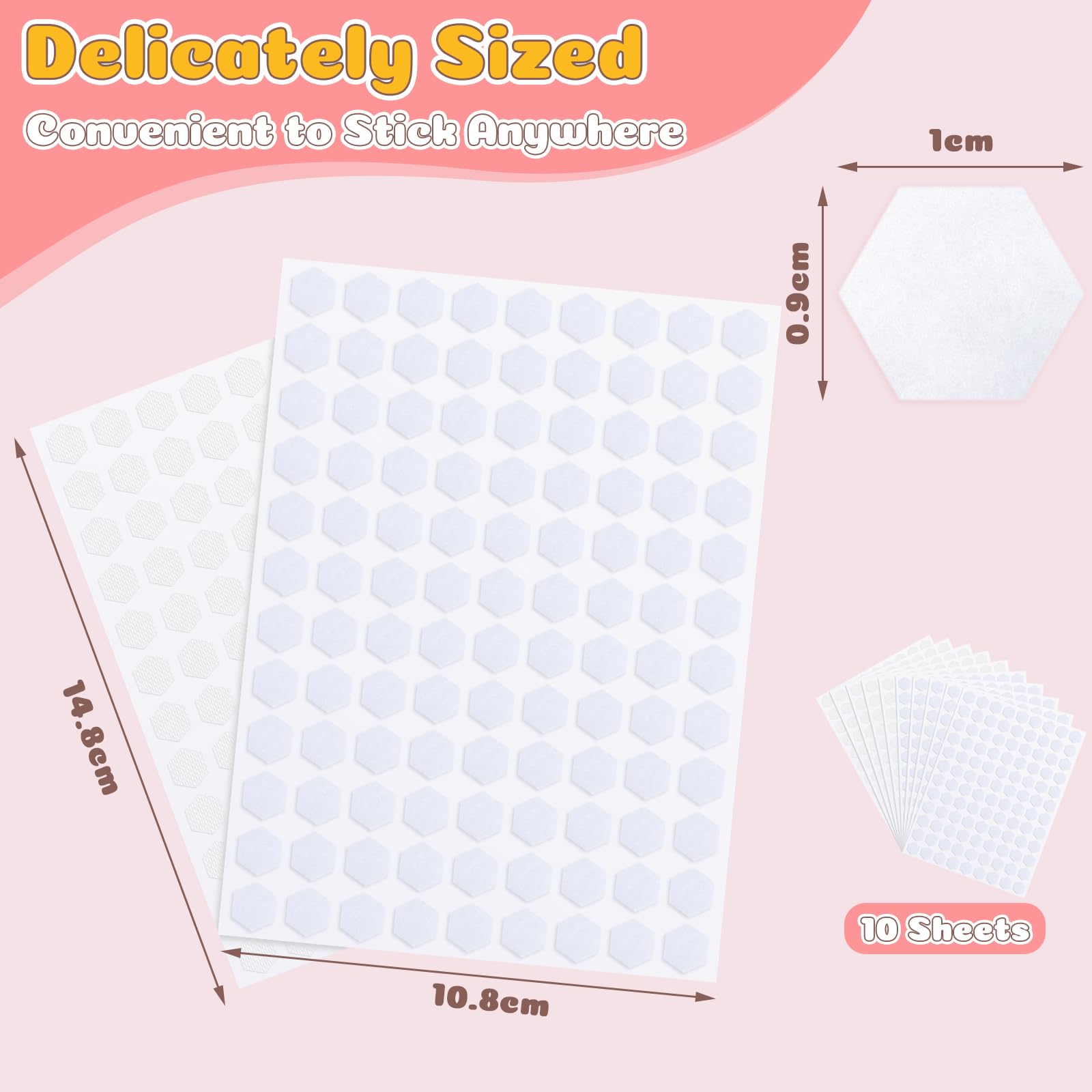 Image secondaire de Alyvisun 1080 Pastilles Scratch Autocollantes Hexagonales 10mm pour DIY et Déco