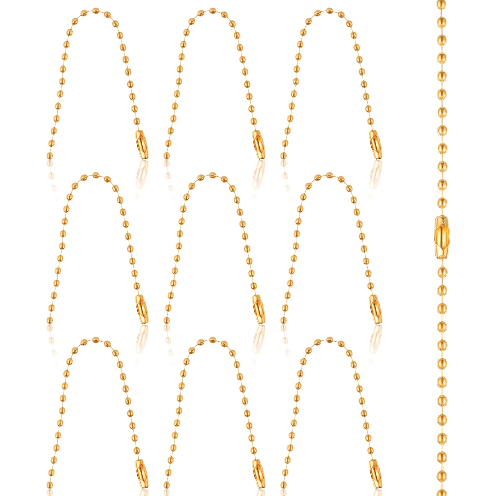 Photo 1 of 10 Pcs Gold Ball Chain 4.7 Inch Bead Extension Keychain Cord Bead Chain with Connector Clasp for DIY Crafts, Jewelry Making, Keychain, Dog Tag, Decoration