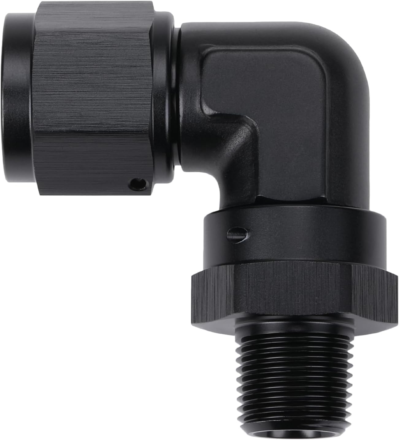 10AN Female Flare to 3/8 NPT Pipe Swivel 90 Degree Fitting Adapter Connector Aluminum Black