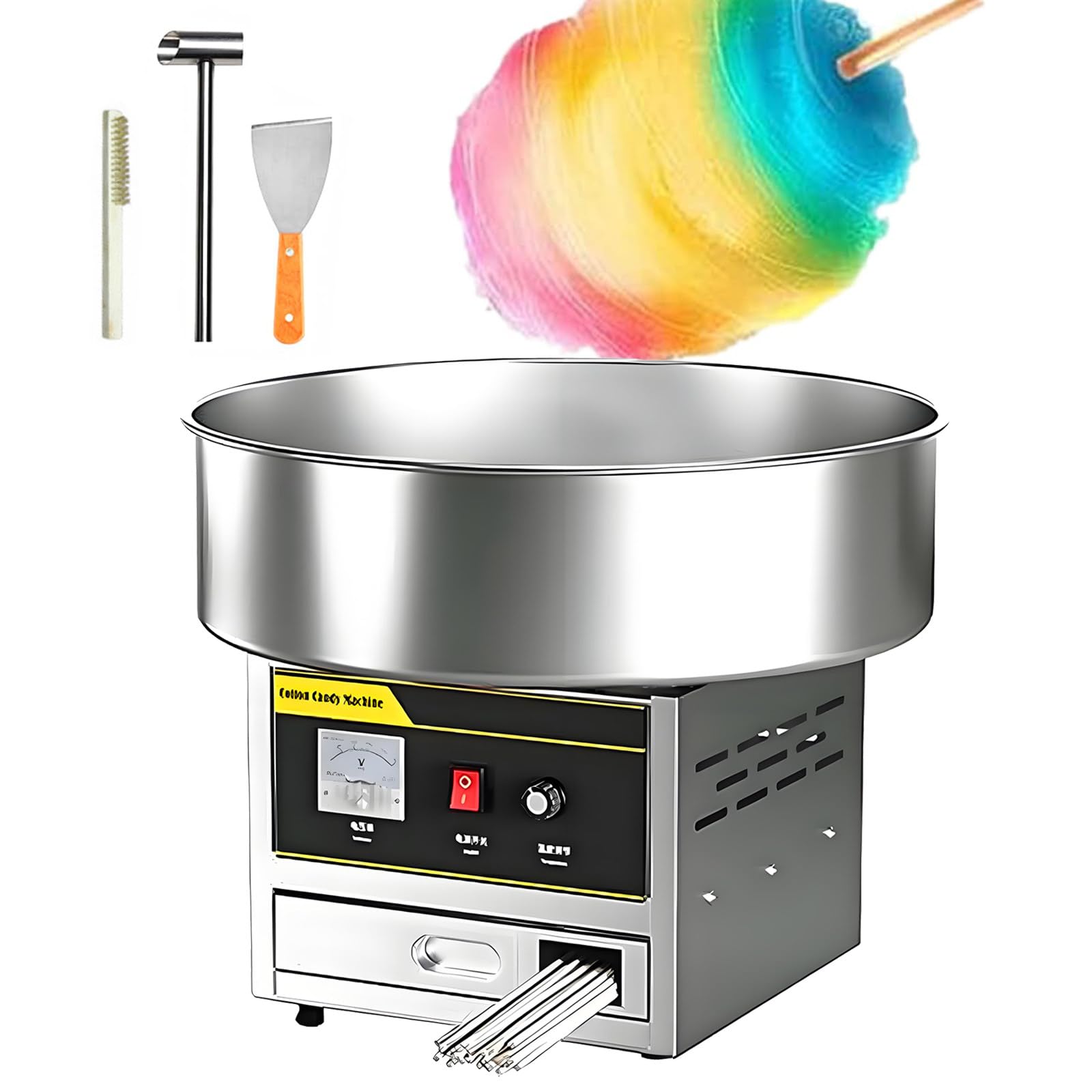 Máquina de Algodón de Azúcar Comercial, Máquina de Algodón de Azúcar Profesional de 1200W, Adecuada para Hacer Postres en Fiestas, Cumpleaños, Eventos, Ferias y Más