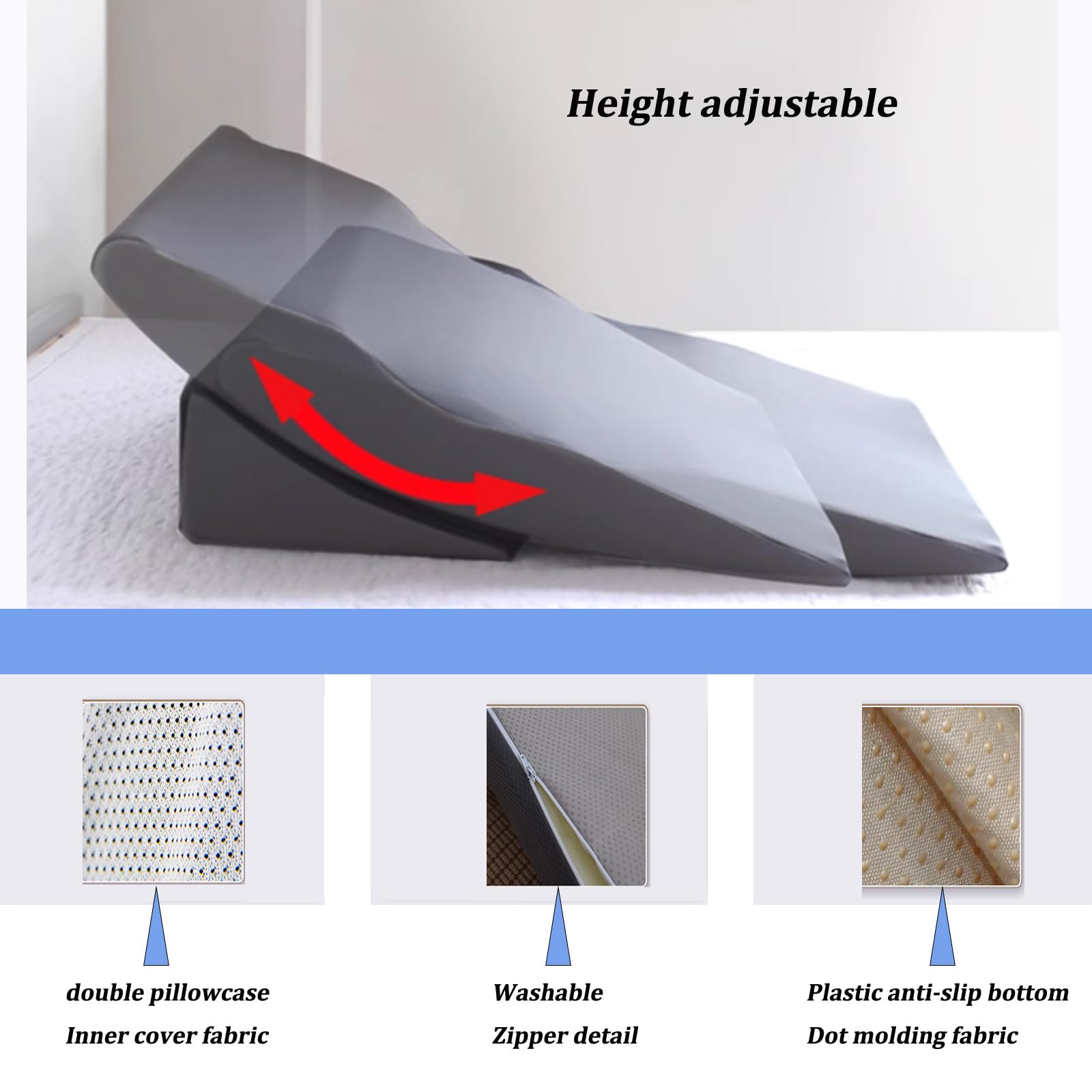 Set di cuscini a cuneo per reflusso acido, cuscino ortopedico in memory foam triangolare, per alleviare il dolore al collo, alla schiena e alle gambe