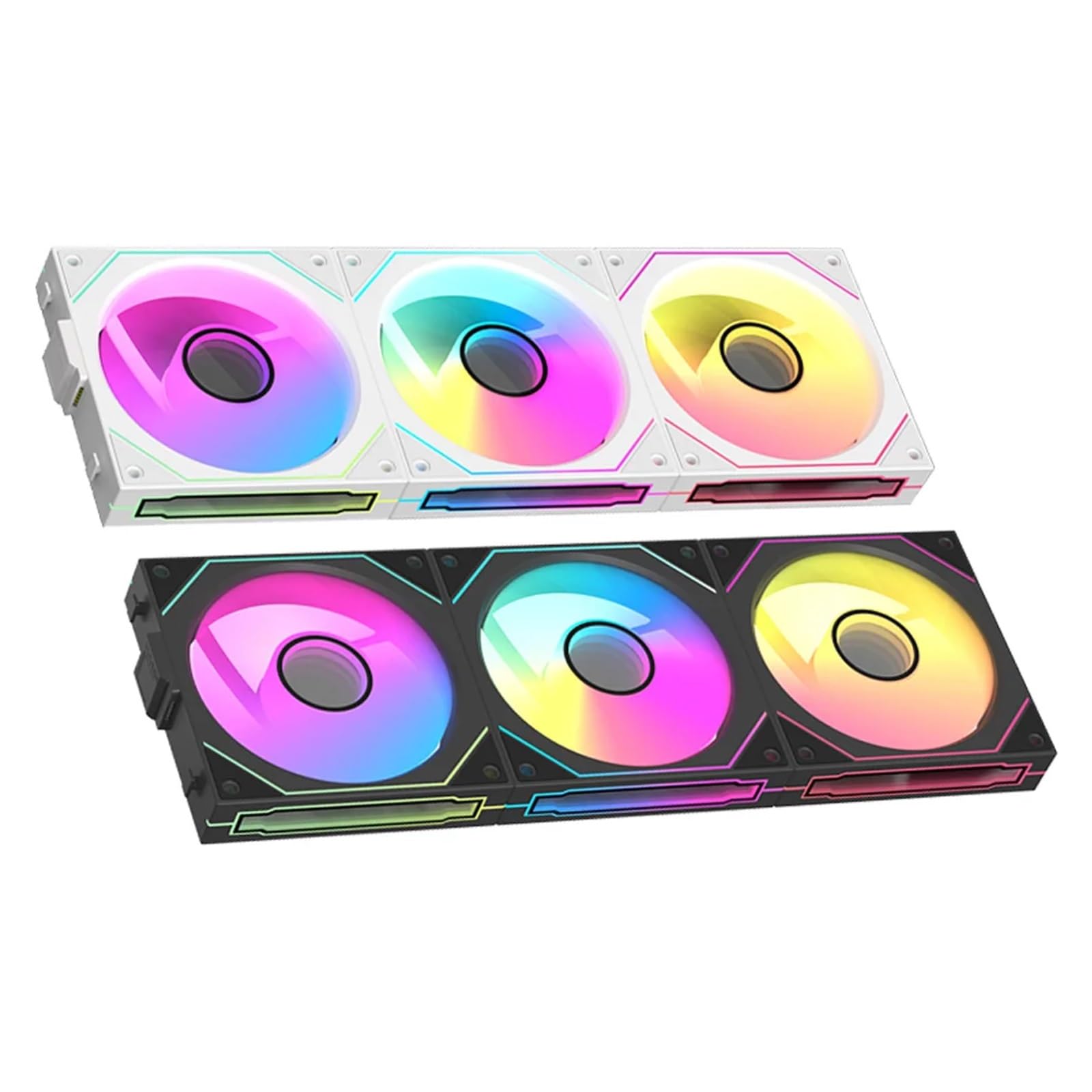 tianwandong Kit di raffreddamento for PC da gioco con ventola PWM a 4 pin da 120 mm/ARGB a 3 pin, 800-1800 giri/min, for chassis e sistemi di raffreddamento ad acqua(BLACK FORWARD_A-RGB)