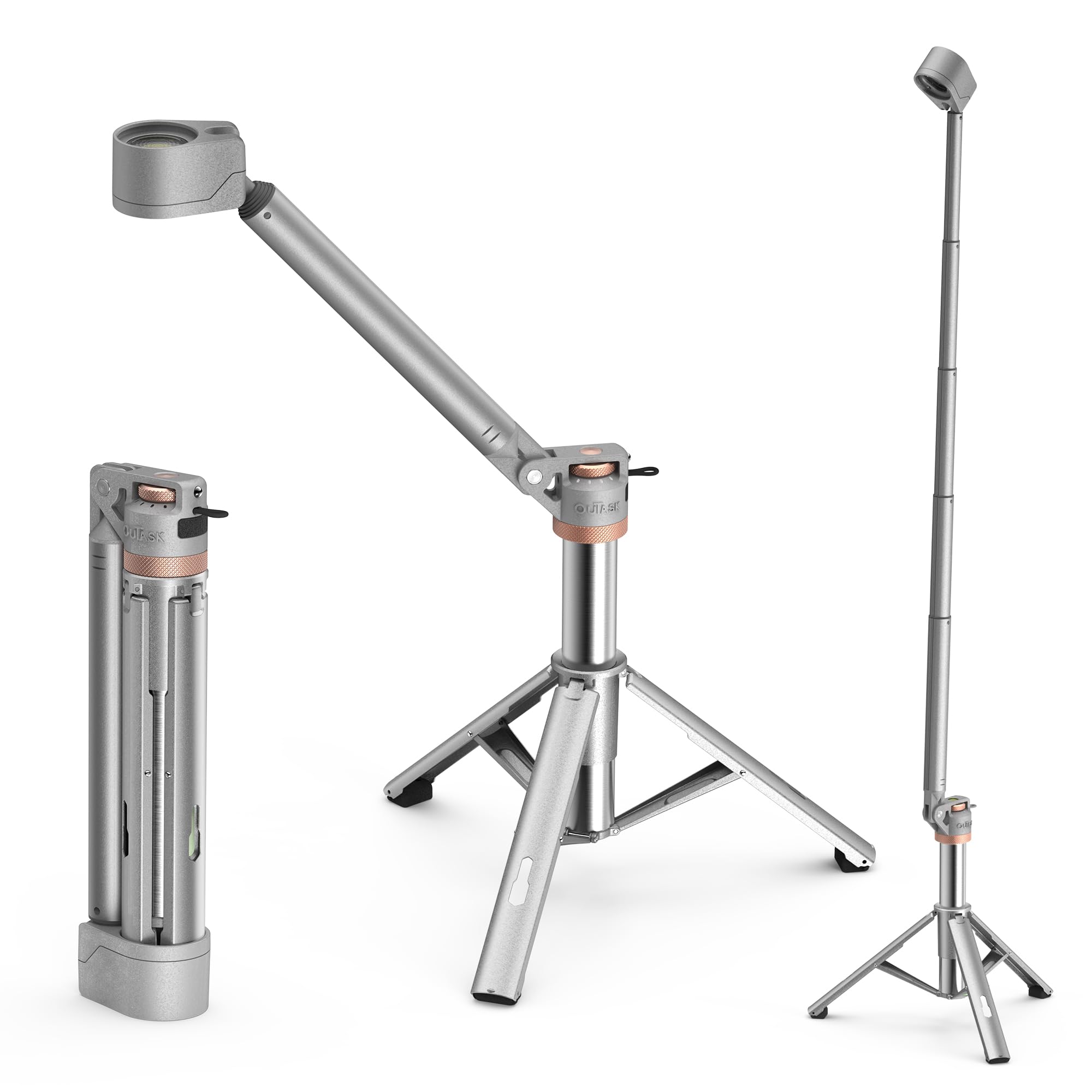 Outask TD2 - Linterna LED telescópica para camping, 1500 lm, ultrabrillante, luz portátil todo en uno, base de trípode magnética, CRI 90 atenuación continua/CCT (2000 K-7000 K), IPX7 impermeable