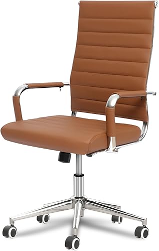 Miniatura 6 de Okeysen Silla ergonómica de escritorio de oficina, modernas sillas de sala de conferencias de piel sintética, acanaladas, silla giratoria ejecutiva