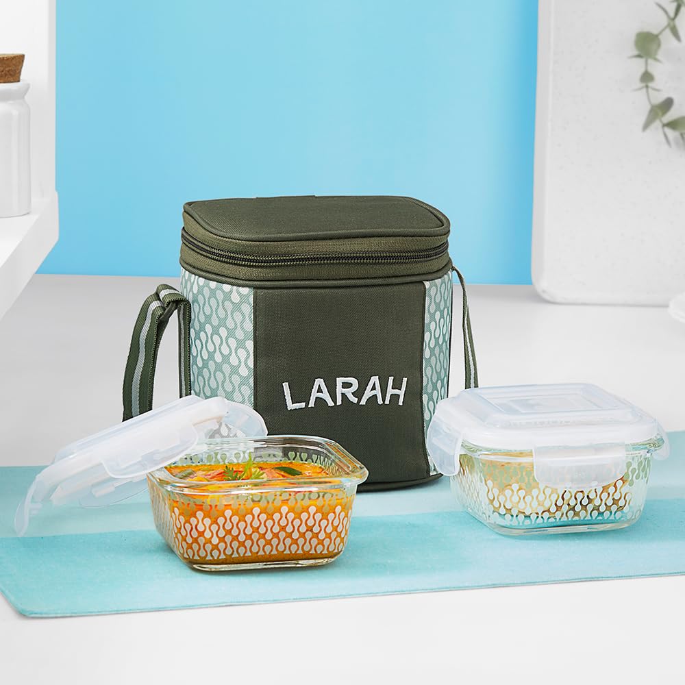 Larah Glass Lunchbox - Leakproof & Microwave Safe -1