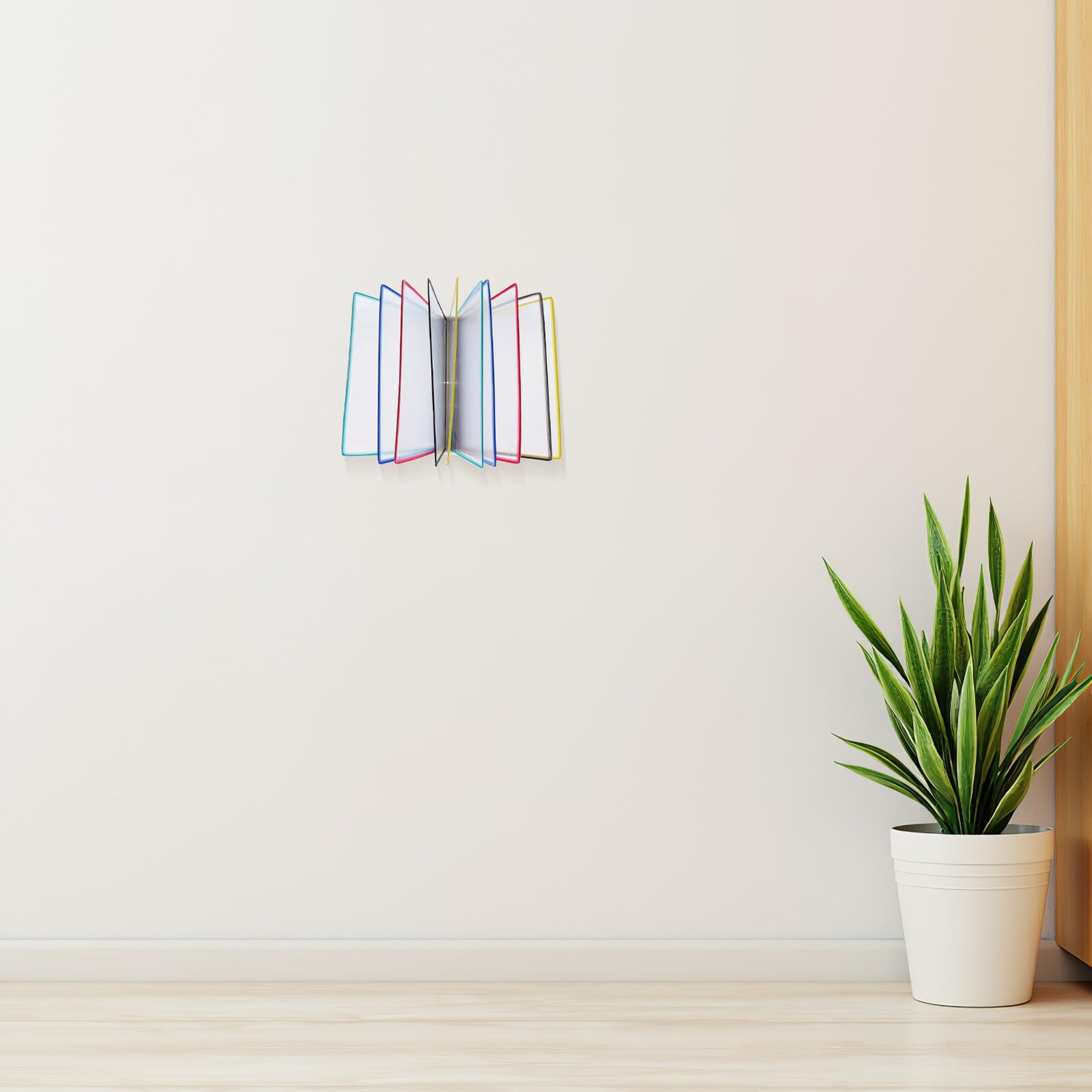 Wand Aktenorganizer aus Eisen mit 10 Transparenten PVC Fächern für A4 Dokumente Hängender Prospekthalter und Zeitschriftenständer für Büro Schule und Klinik