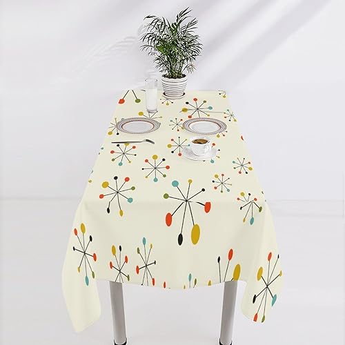 Miniatura 629 de Mantel floral hippie, diseño retro de los años 70, naranja, rosa, azul, floral, bohemio, estampado estético de margaritas, para fiesta, picnic