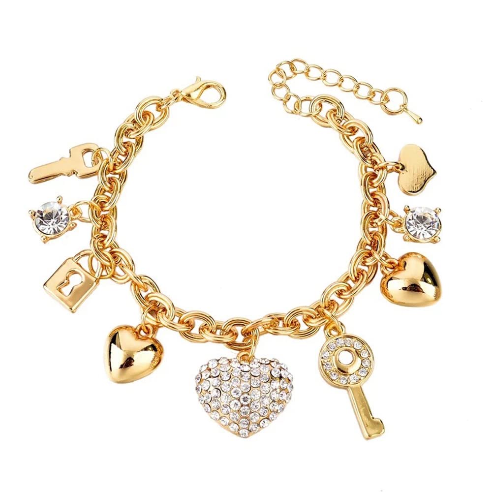 Shining Diva Fashion Latest Stylish Gold Plated Crystal Charm Gift Bracelet for Women and Girls (14615b) (B0B8VWXXSS) Amazon Price History, Amazon Price Tracker