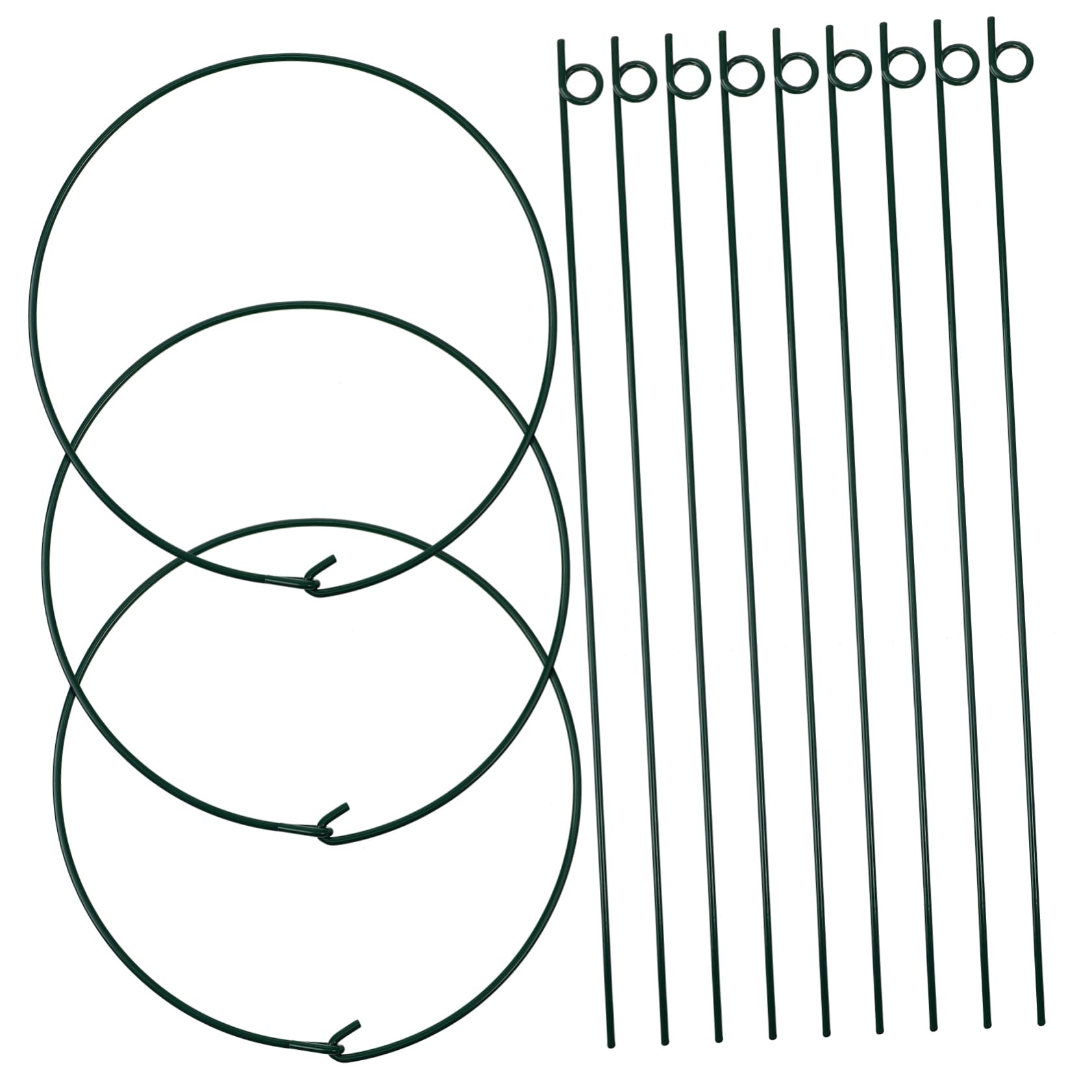 Lot De 3 Tuteurs pour Plantes Grimpantes Verts 25/40 Cm pour Jardin Et Intérieur, Supports Robustes en Fer Revêtu, Structure Compacte Et Détachable Adaptée Au Soutien Floral