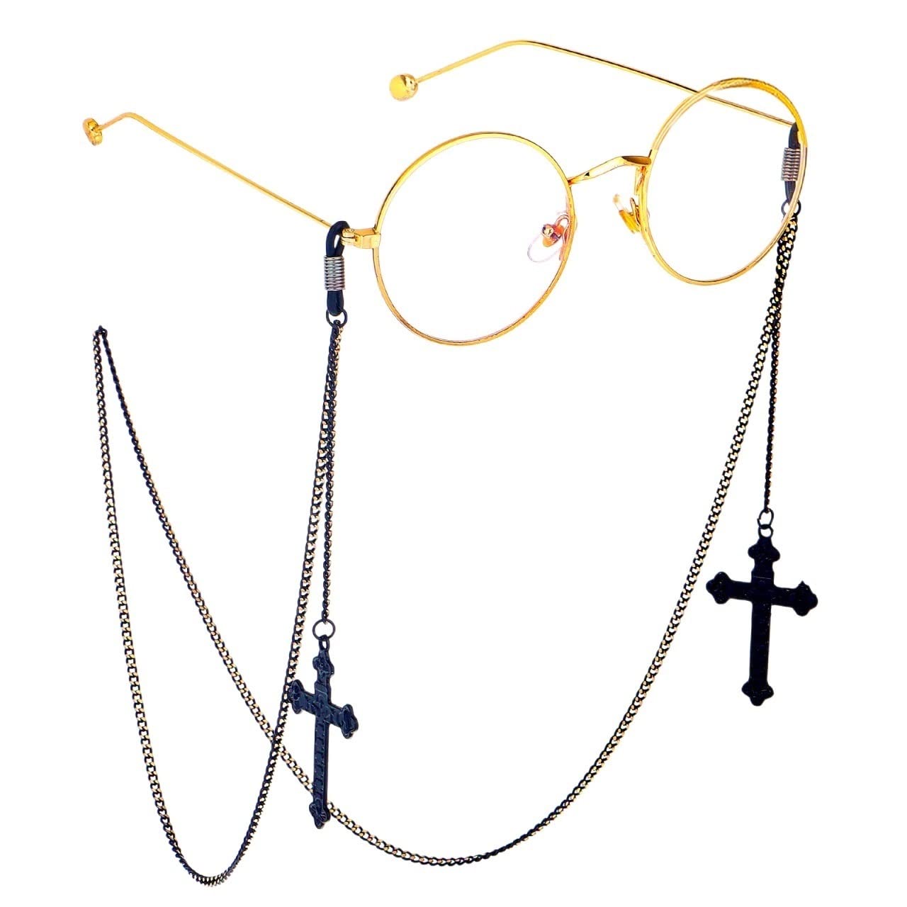 Chains Glasses Lanyard for Women Black Cross Pendant Eyewear Retainer Stylish Glasses Holder Chains Eyewear Retainer (Color : Black, Size : 1)