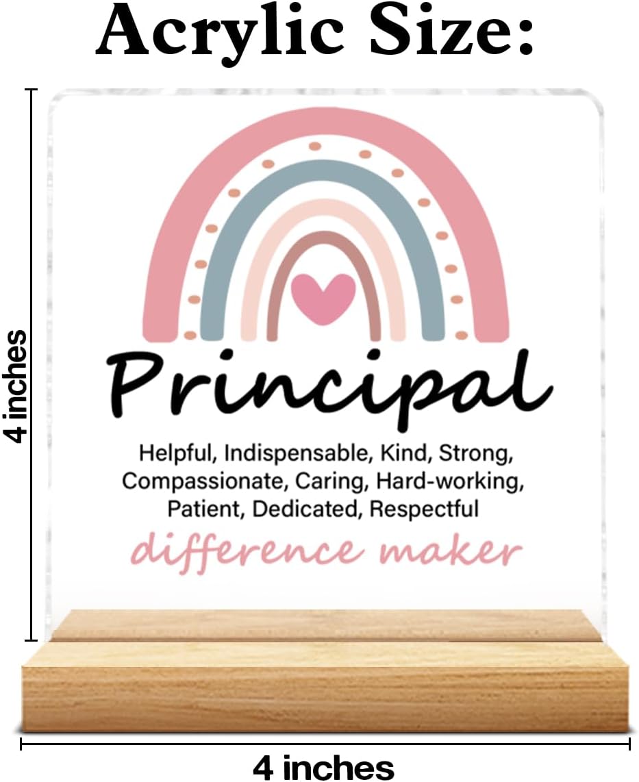 Principal Gifts for Women Men, Gifts for School Principal Difference Maker Clear Acrylic Desk Decorative Sign Home Office Decor - Image 2