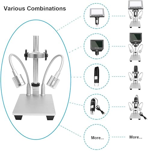 Miniatura 3 de Bysameyee Soporte de aleación de aluminio para cámara de microscopio digital USB, microscopio ajustable universal, soporte de soporte de metal para