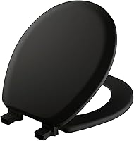 Mayfair Cameron Black Round Toilet Seat - Heavy Duty Wood, Easy Clean Hinges, Non-Slip, No Shift, Made in USA