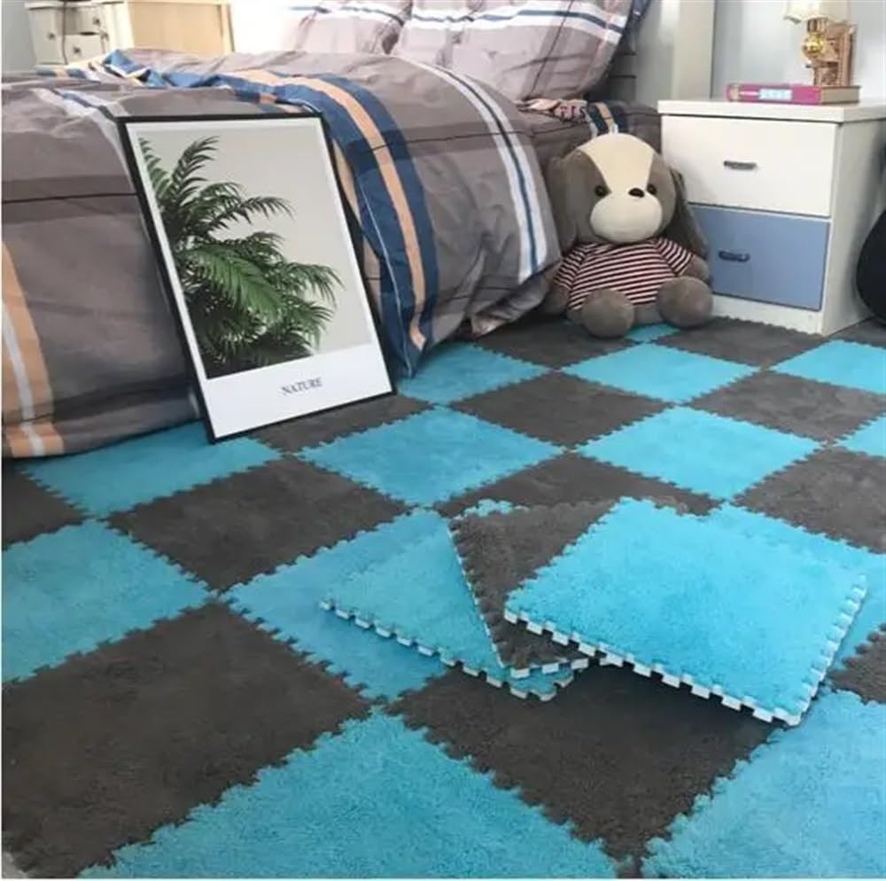 30 stücke 30x30cm DIY Nordic Boden Matte Spleißen Teppich Plüsch Samt Schlafzimmer Zimmer Mädchen Rosa Matte Puzzle plüsch Matten for Kommerziellen Und Zu Hause Decorat(Pink Purple White)