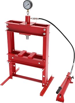 10 Ton H-Frame Hydraulic Press with Pressure Gauge, Benchtop Hydraulic Shop Press Manual Hydraulic Pump for Metalworking, Bending, Straightening