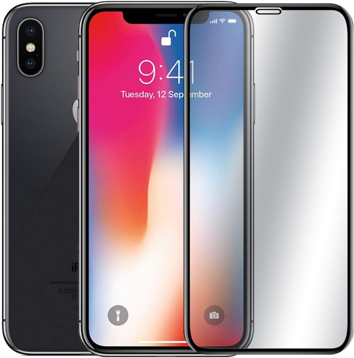 Backet 9D Curved 9H Full Coverage Edge to Edge Screen Tempered Glass Protector Guard for Apple iPhone X, Black