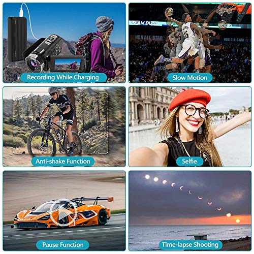 Video Camera 2.7K Camcorder 42MP 18X Digital Camera Video Camera for YouTube 3.0inch Flip Screen Camcorder Vlogging Camera with Remote Control and Two Batteries
