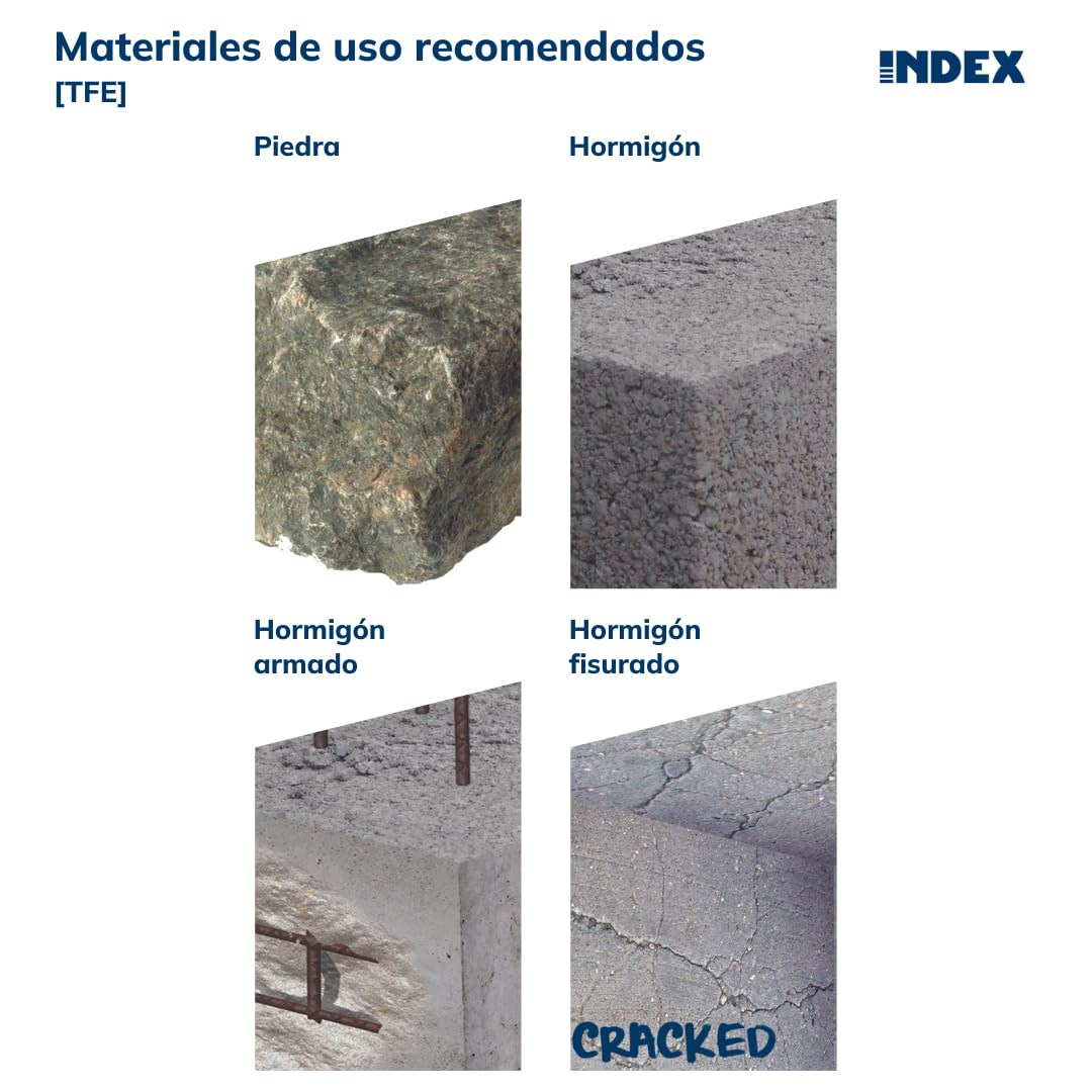 INDEX Tornillo para hormigón Cabeza hexagonal – Revestimiento zincado – Homologado ETE Opción 1 Ø18 x 130 – Caja de 20 – Tornillos, puntas, pernos