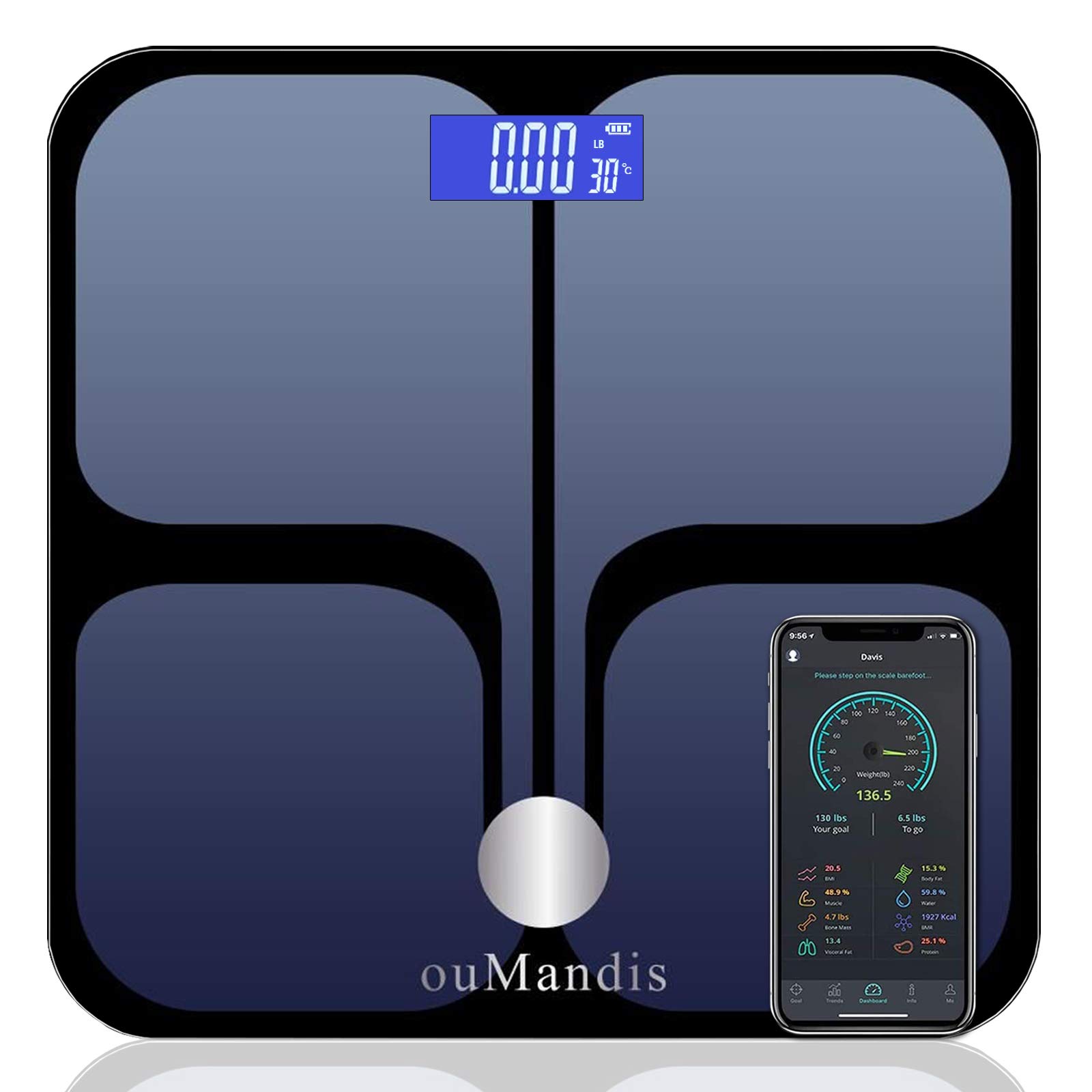 Buy ouMandis Upgrade Premium Smart Scales for Body Weight and , Wireless Weighing Bathroom Scale