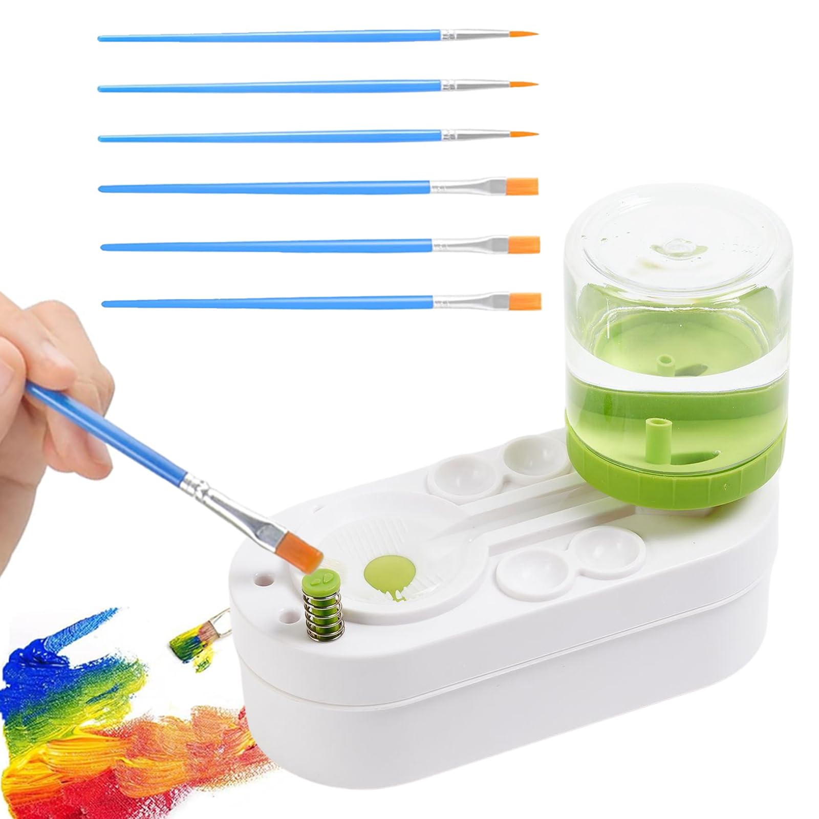 Paint Brush Rinser, Water Cycle Rinser and 6 PCS Brushes, Multifunctional Paint Brush Cleaner for Acrylic and Water Based Paint Cleaning Tools
