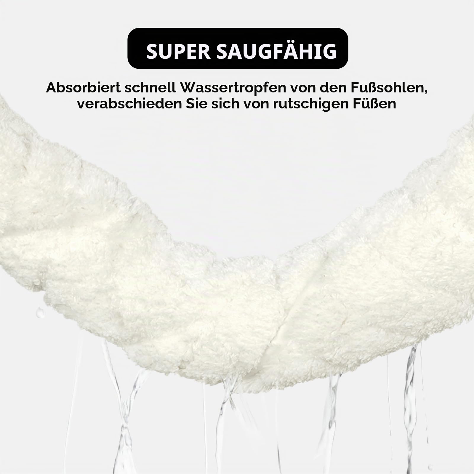 Homcomodar Badezimmerteppich Set 3 Weicher Mikrofaser Badematte rutschfest Badteppich Waschbar Badematte Wasserabsorbierend und U-Form Bad Toilette für Dusche, WC & Badewanne (White)