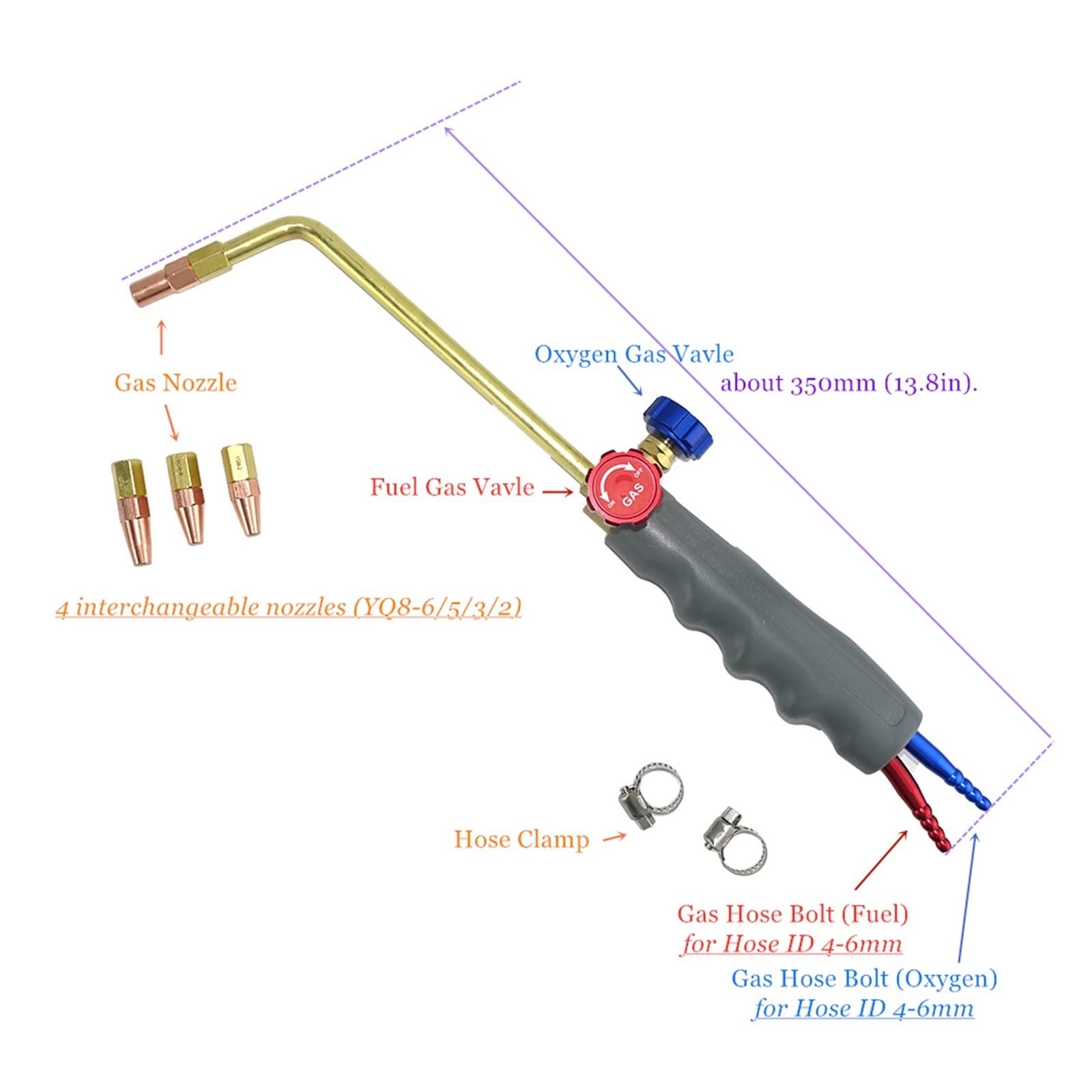 Torche à souder, oxygène Propane propylène MAPP GPL Butane gaz Naturel for plomberie, brasage de tuyaux CVC, Torche de soudage au gaz Professionnelle