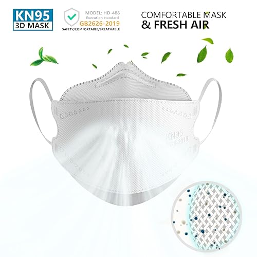 Miniatura 5 de KN95 Face Masks 100 Pack, Breathable Comfortable and Disposable KN95 Mask, White