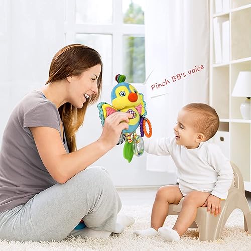 Miniatura 5 de Juguetes de sonajeros para bebés con mordedor, campana de cama para niños pequeños en cochecito, regalos para bebés de 3 meses o más (pájaro)