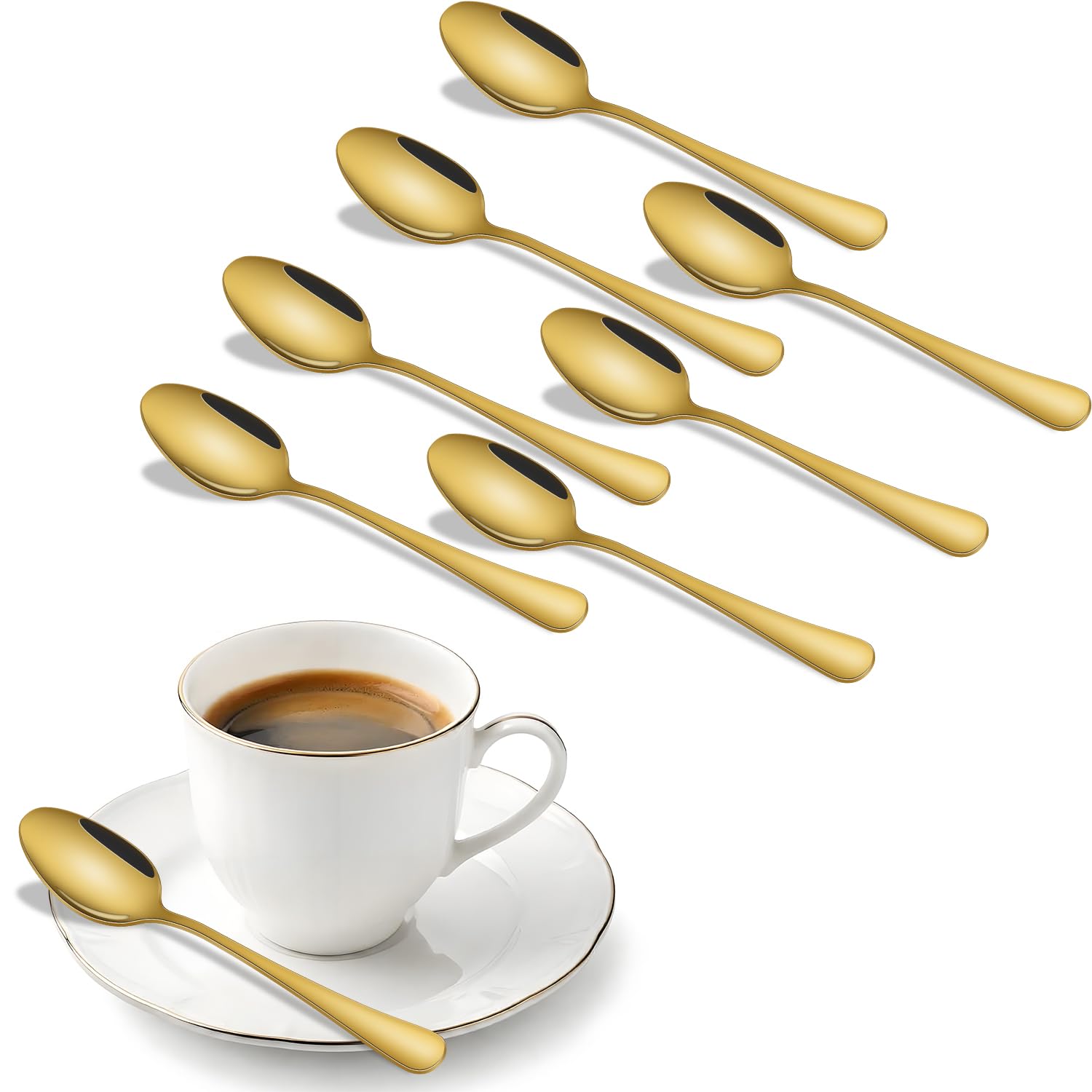 DEHOV 5.5 Inch Gold Small Coffee &amp; Tea &amp; Espresso Spoons Set of 8